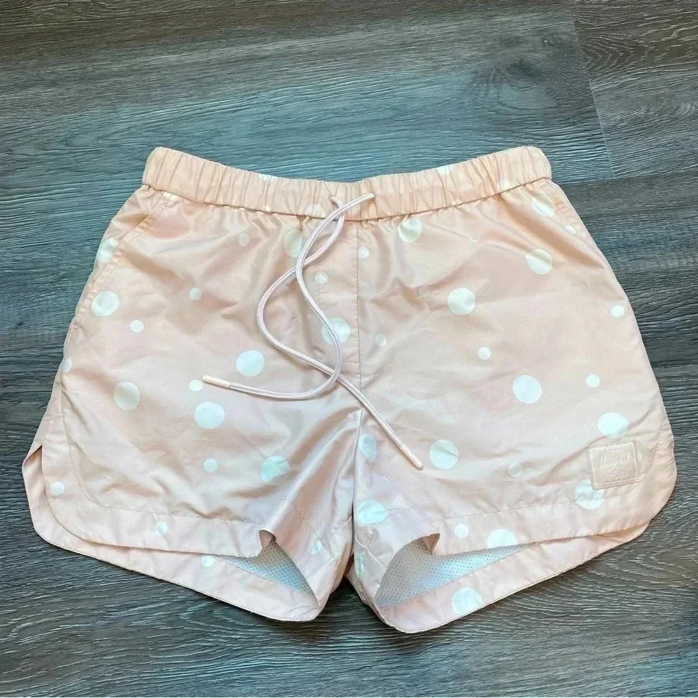 The Herschel Company Alta Athletic Shorts Polka Dot Pastel Pink Lined: XS